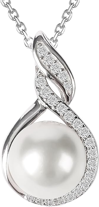 AAA+ Real Freshwater Pearl Necklace - 18K Gold Plated 925 Sterling Silver Gift for Women